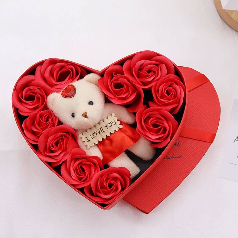 Coffret cadeau de savon en forme de cœur et de rose - Cadeau de Saint-Valentin
