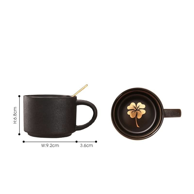 Tasse à café en céramique noire dépolie avec pied