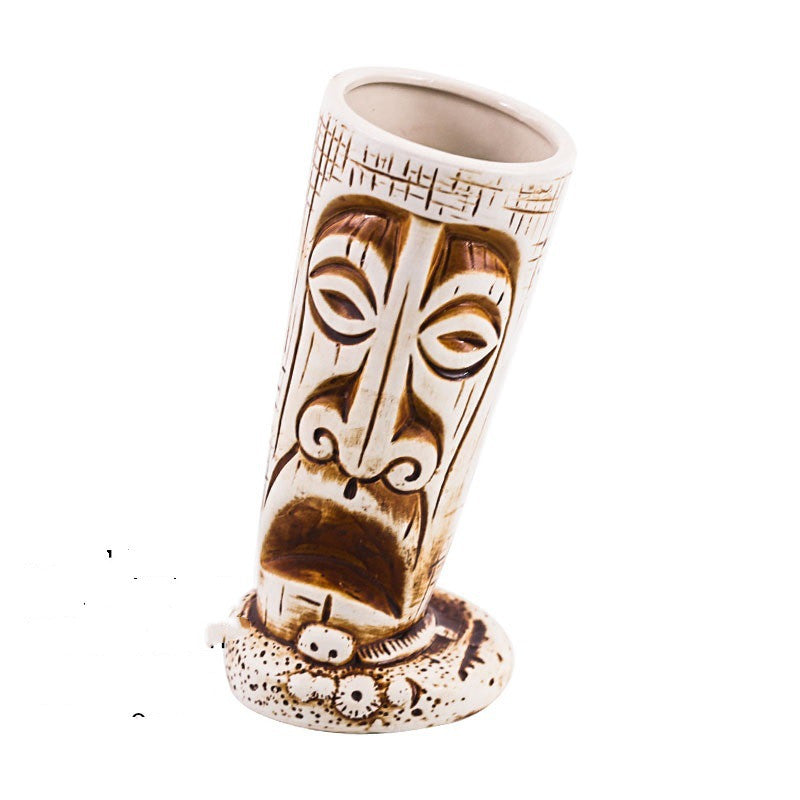Ceramic Tiki Mug Human Face Porcelain Beer/Wine Mug Hawaii Easter Island Zombie Cocktail Glass