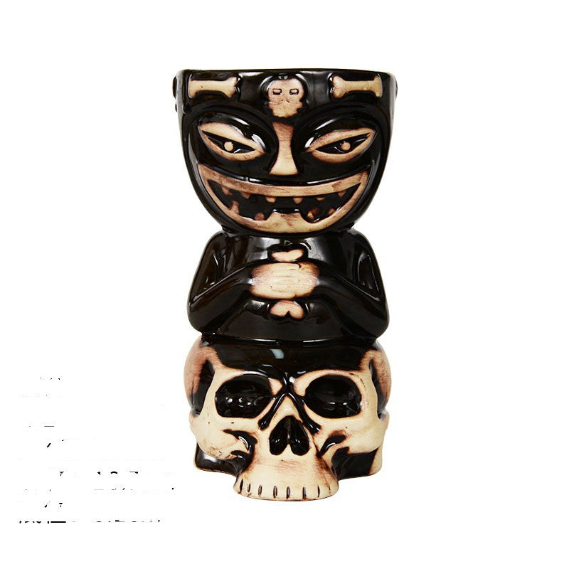 Ceramic Tiki Mug Human Face Porcelain Beer/Wine Mug Hawaii Easter Island Zombie Cocktail Glass