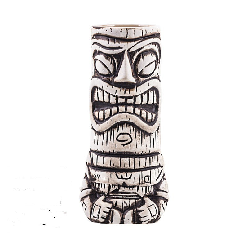Ceramic Tiki Mug Human Face Porcelain Beer/Wine Mug Hawaii Easter Island Zombie Cocktail Glass