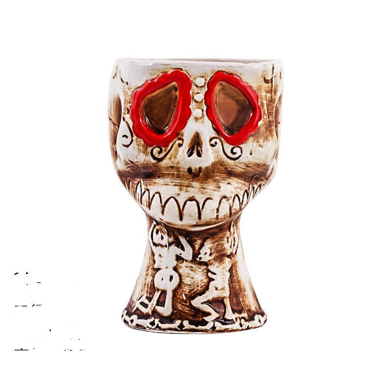 Ceramic Tiki Mug Human Face Porcelain Beer/Wine Mug Hawaii Easter Island Zombie Cocktail Glass