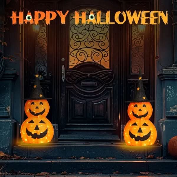 Lot de 2 décorations citrouilles pliables d'Halloween de 90 cm avec 150 LED lumineuses