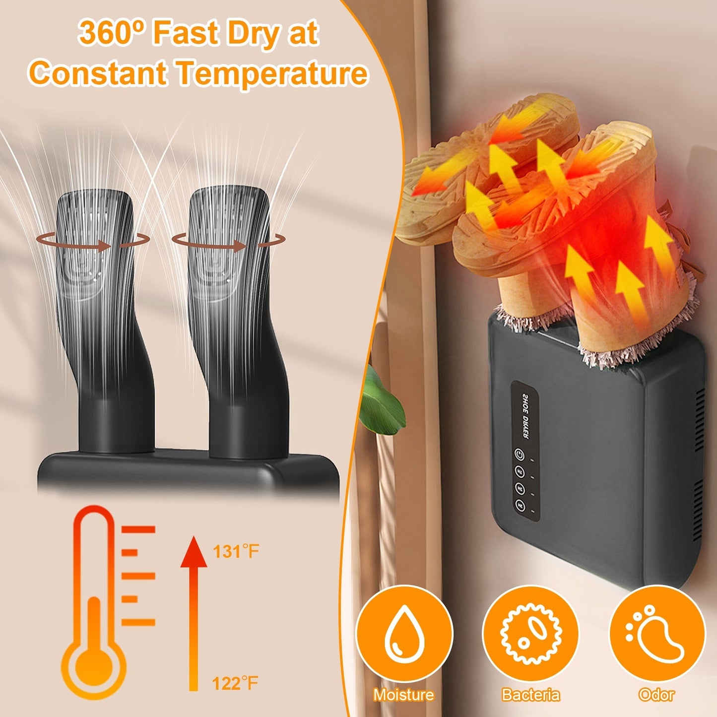 1Pc Portable Shoe Dryer Boot Shoe Warmer Deodorizer With 3 Timer Settings For Wet Boots Gloves Hats Garments