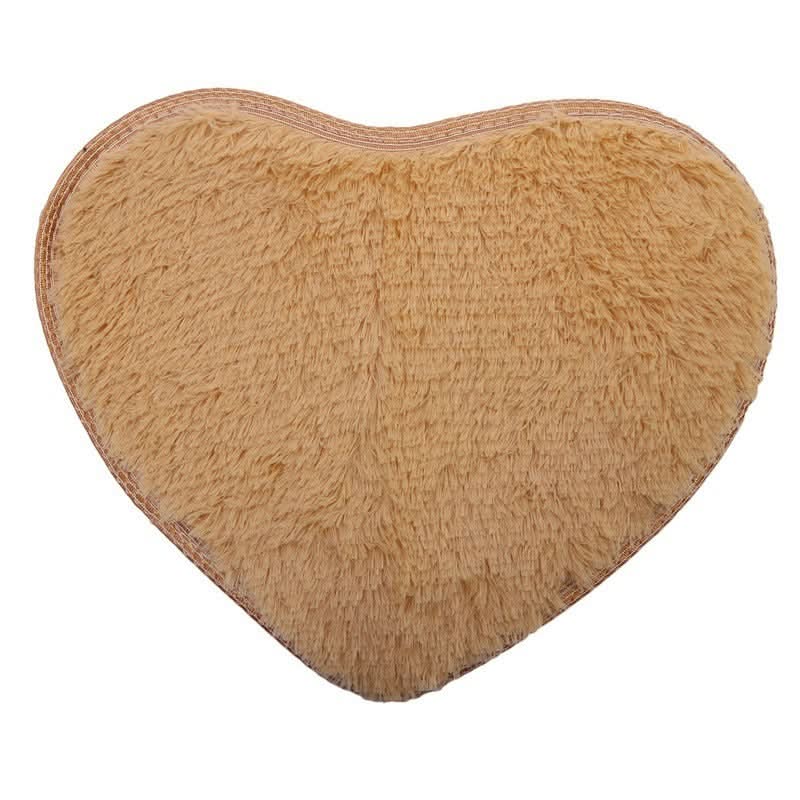 Tapis de chambre en soie et laine en forme de cœur, doux et non pelucheux, idéal pour une chambre à coucher.