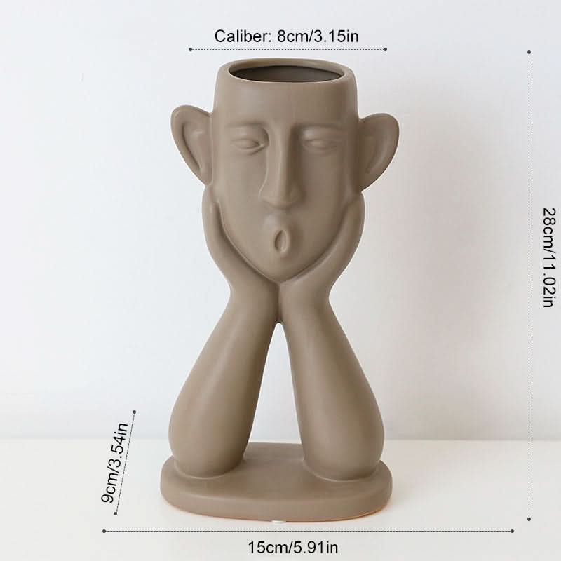 Vase décoratif en céramique Visage et Main