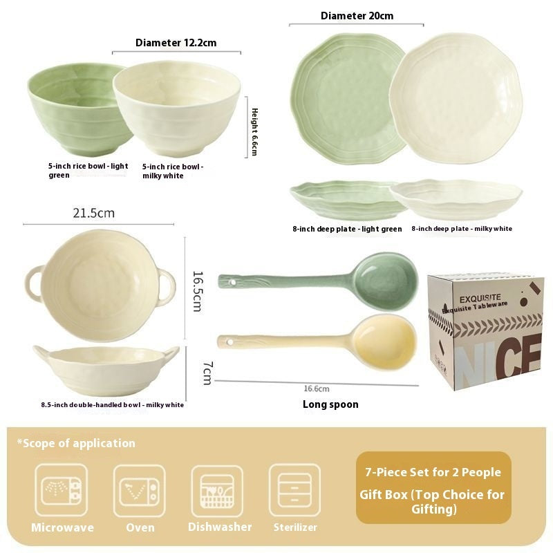 Household Solid Color Versatile Ceramic Tableware And Dishes Set