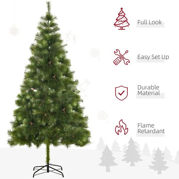 7 FT Christmas Tree Artificial Pine Tree Christmas Decoration 505 Branches Green