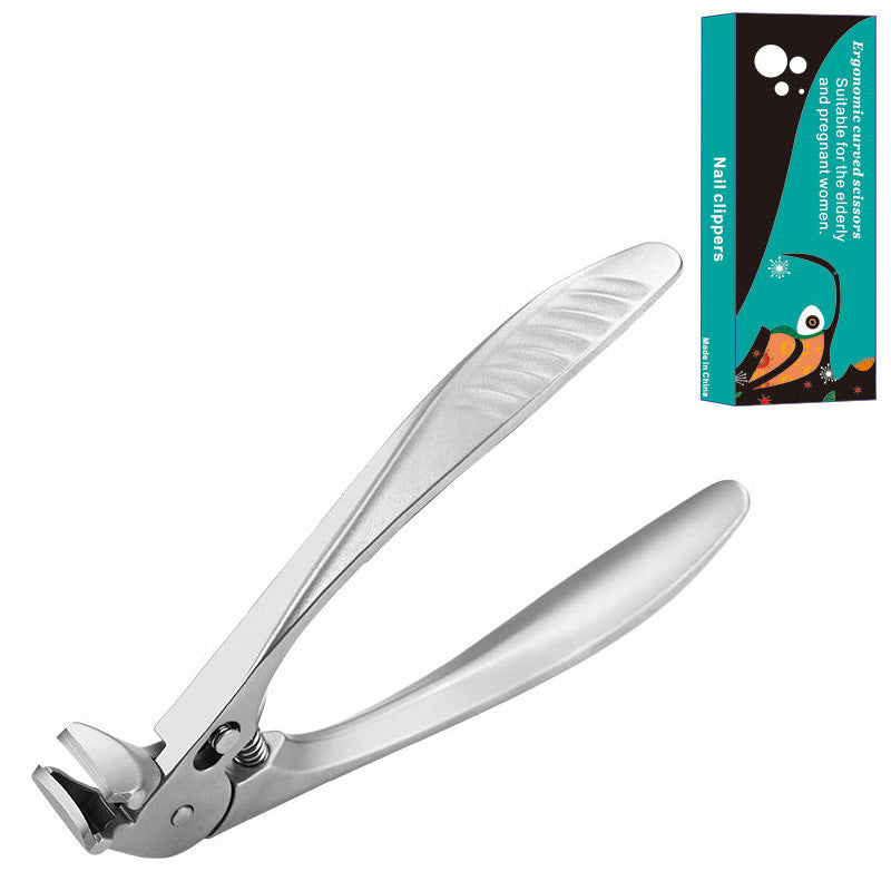 Curved Stainless Steel Large-Opening Nail Clippers With Splash Guard