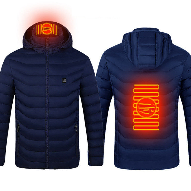 USB Heated Jacket for Men – 3-Level Electric Thermal Coat with Cotton Lining