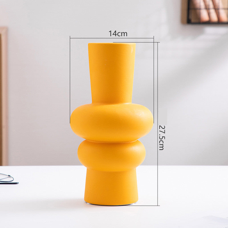 Keramikvase mit Blumenmuster – Nordisch-minimalistische Wohnzimmerdekoration