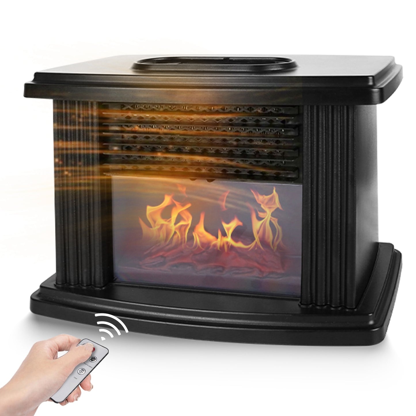 1Pc Electric Fireplace Heater 800W Artificial Flame Stove Heater With Accurate Digital Thermostat Timer Setting Remote Control Overheating Protection For Office Bedroom