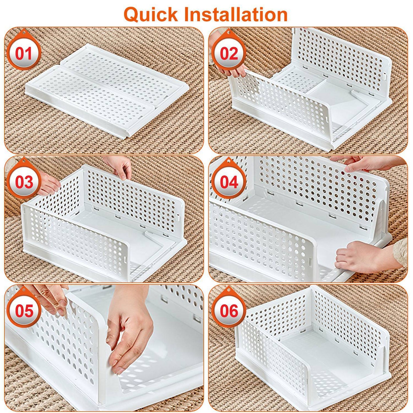 4 Packs Plastic Storage Box With Slide Rail Stackable For Living Room Bedroom Wardrobe Fedex Shipping