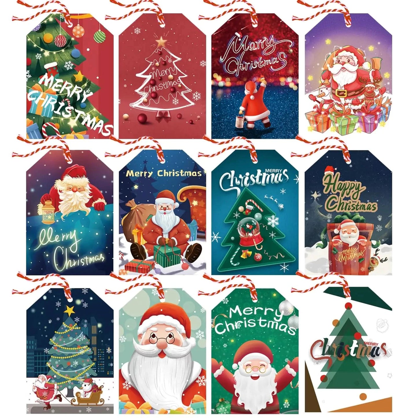 120-Piece Festive Christmas Gift Tags with Hanging Ribbons