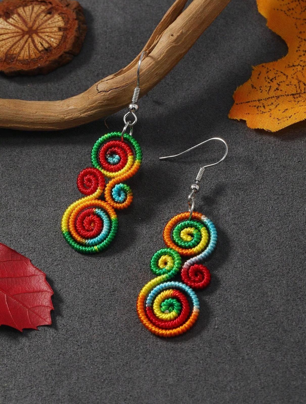Retro Rainbow Handmade Fashionable Earrings