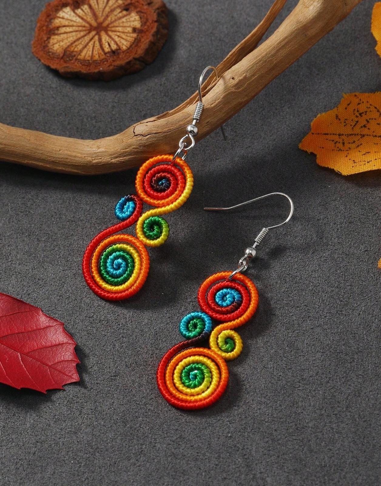 Retro Rainbow Handmade Fashionable Earrings