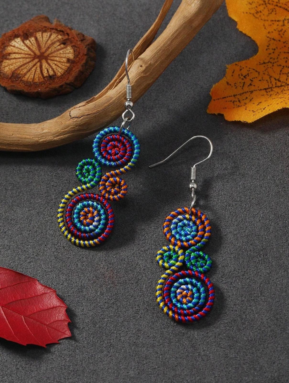 Retro Rainbow Handmade Fashionable Earrings