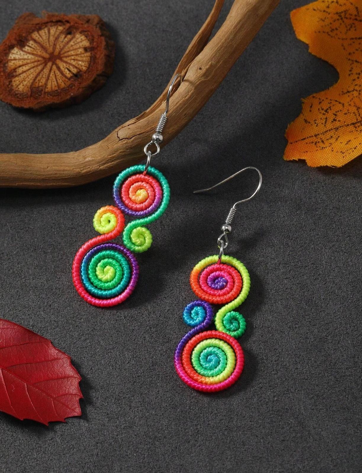 Retro Rainbow Handmade Fashionable Earrings