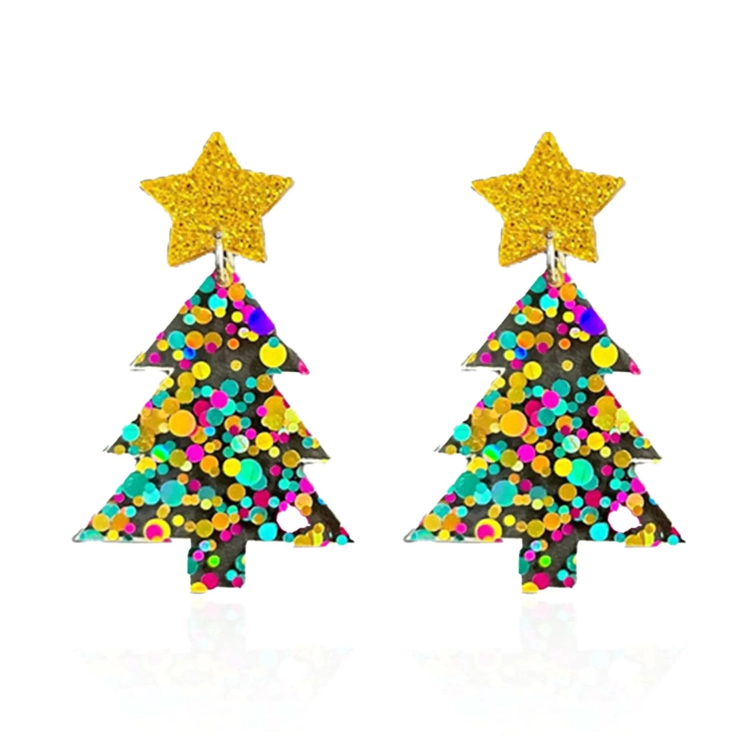 Boucles d'oreilles sapin à paillettes festives