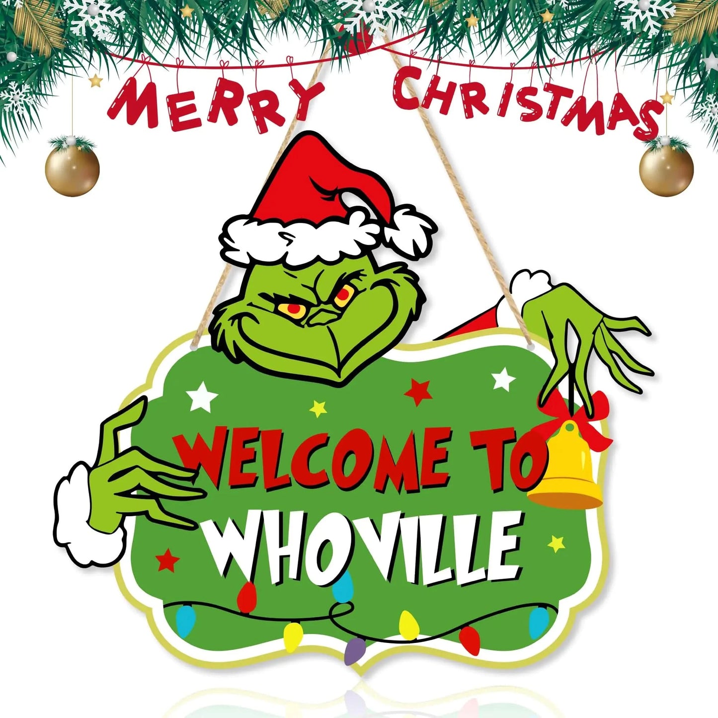 Whoville Willkommens-Weihnachts-Türschild