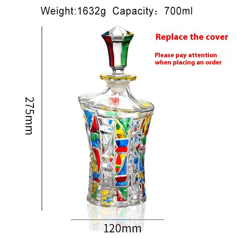 Handicraft Color Hand-painted Foreign Wine Whiskey Wine Bottle Crystal Wine Pot Wine Decanter Liquor Divider