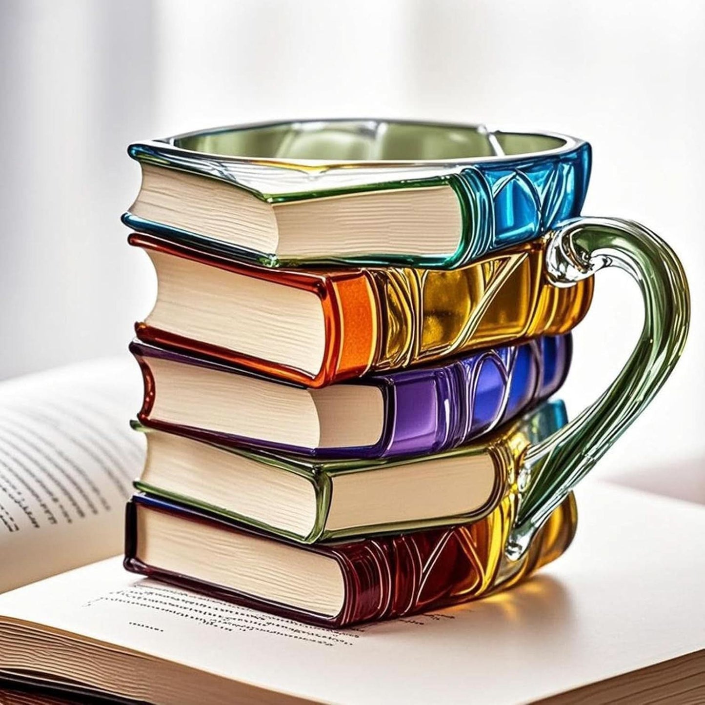 Bemaltes Buch-Kaffeebecher, einzigartiger stapelbarer Buch-Kaffeebecher