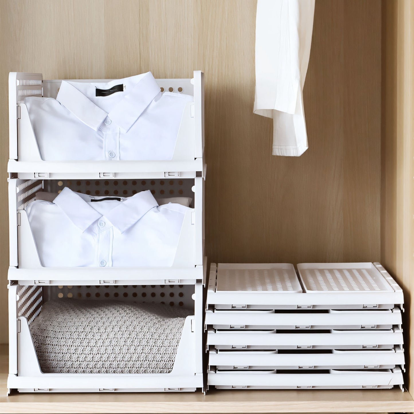 4 Packs Plastic Storage Box With Slide Rail Stackable For Living Room Bedroom Wardrobe Fedex Shipping