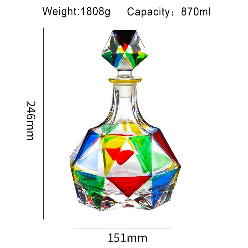 Handicraft Color Hand-painted Foreign Wine Whiskey Wine Bottle Crystal Wine Pot Wine Decanter Liquor Divider
