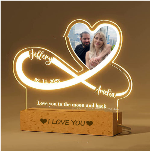 Personalisierte 3D-Unendlichkeitsherz-Nachtleuchte