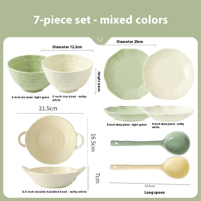 Household Solid Color Versatile Ceramic Tableware And Dishes Set