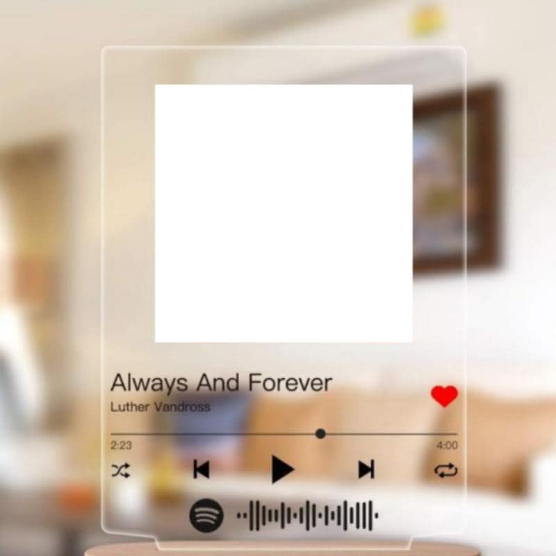 Veilleuse personnalisée avec pochette d'album photo – Une chanson qui vous est dédiée, avec votre nom gravé