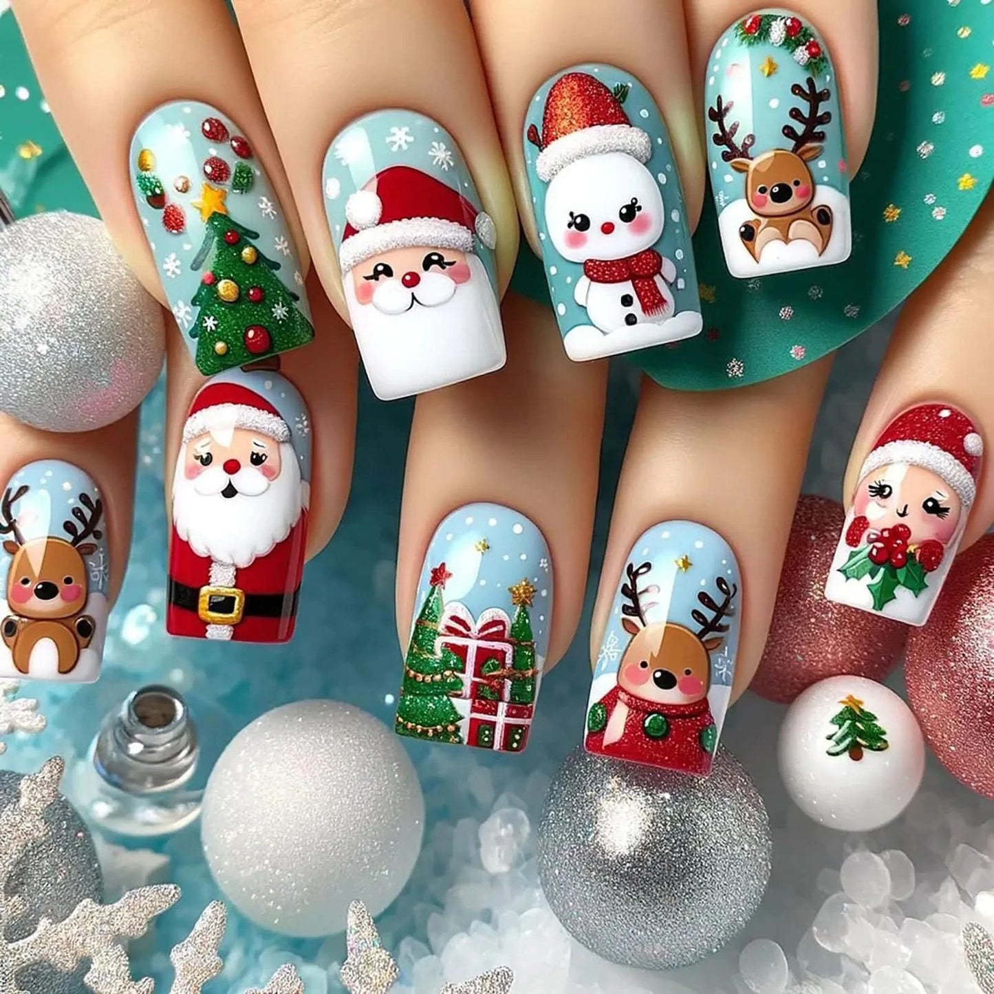 Ensemble de faux ongles à pression Holiday Charm