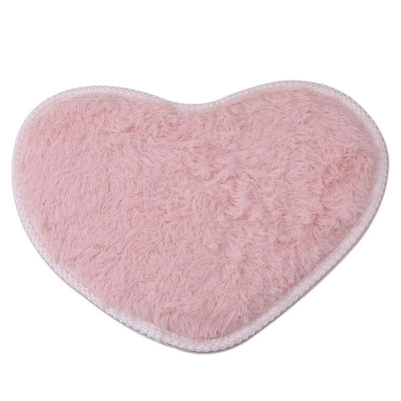 Tapis de chambre en soie et laine en forme de cœur, doux et non pelucheux, idéal pour une chambre à coucher.