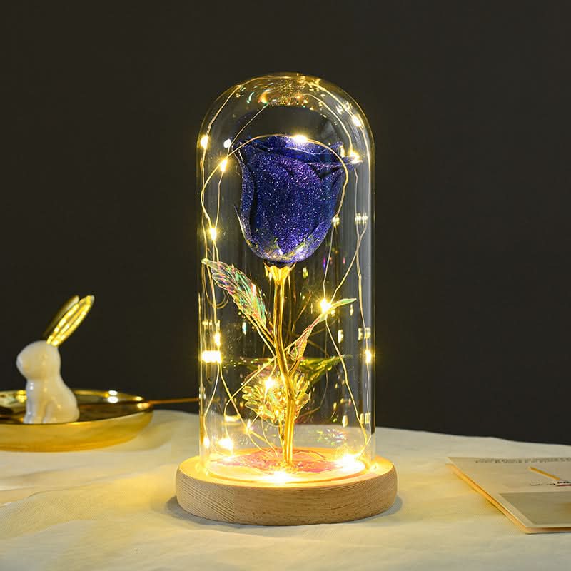 Cadeau de Saint-Valentin pour votre petite amie : Rose éternelle illuminée par LED sous cloche en verre, décoration pour la Saint-Valentin, mariage, fête des mères, cadeau pour femme