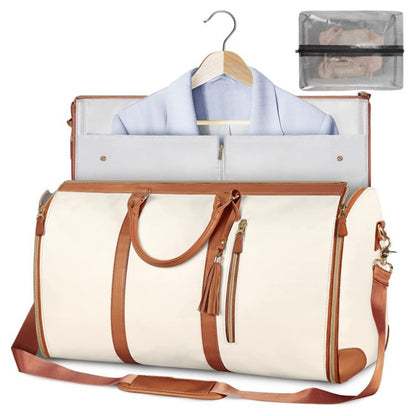 Large-Capacity Foldable Travel Duffle Bag  – Waterproof Handbag & Garment Suit Tote for Clothes & Trips