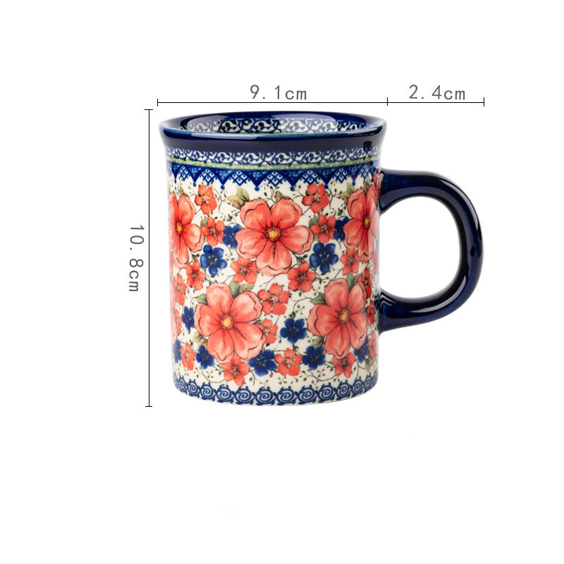 Vintage floral ceramic mug, Polish floral pattern