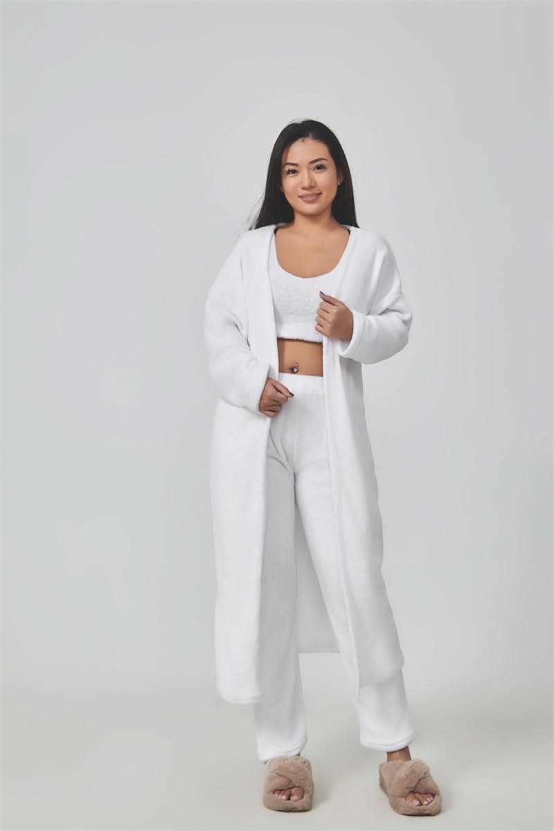 Ensemble pyjama confortable, ensemble de détente 3 pièces, vêtements d'intérieur mignons, ensembles chauds, ensemble assorti, ensemble de détente, ensembles pantalon 3 pièces, robe d'hiver pour femme