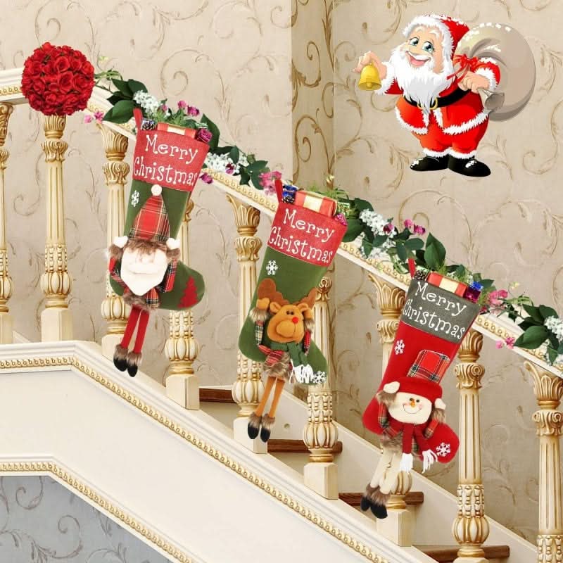 3D Plush Christmas Stockings Set, Large