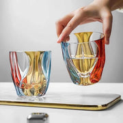 Painted Glass Whiskey and Water Cup Set