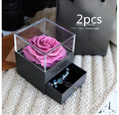 Eternal Rose and Carnation Flower Jewelry Box– A Timeless Symbol of Love