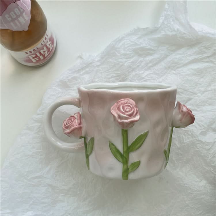 Three-Dimensional Tulip Rose Ceramic Cup