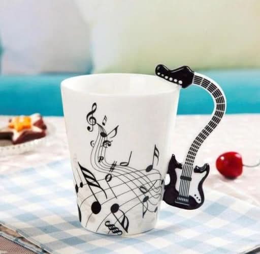 Musical Coffee Mug with saxophone handle