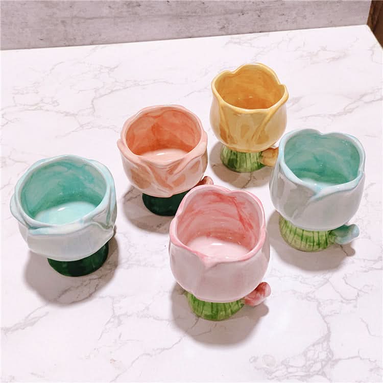 Minimalist Household Ceramic Tulip Cups