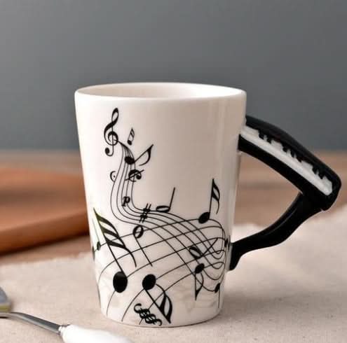 Musical Coffee Mug with saxophone handle