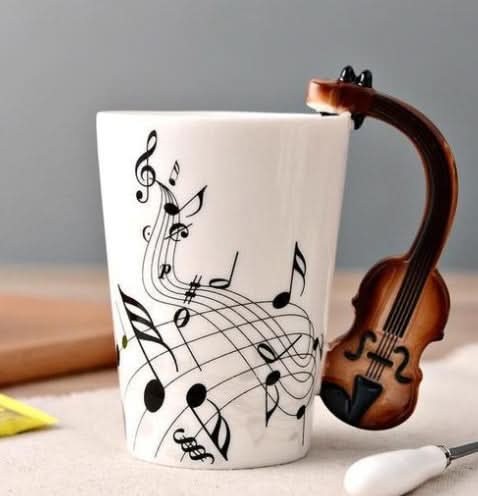 Musical Coffee Mug with saxophone handle