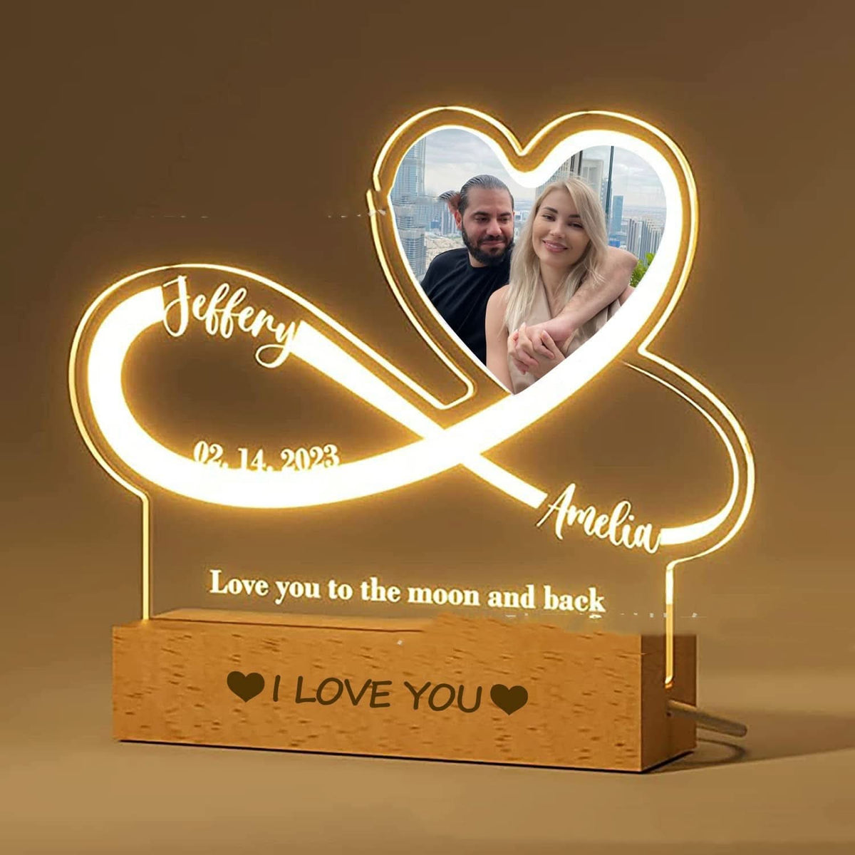 Personalized 3D Infinity Heart Night Light