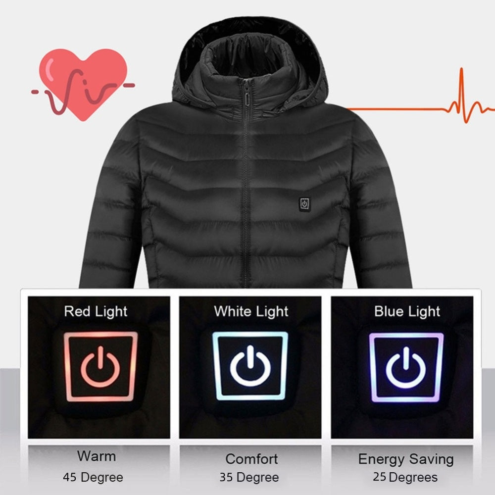 USB Heated Jacket for Men – 3-Level Electric Thermal Coat with Cotton Lining