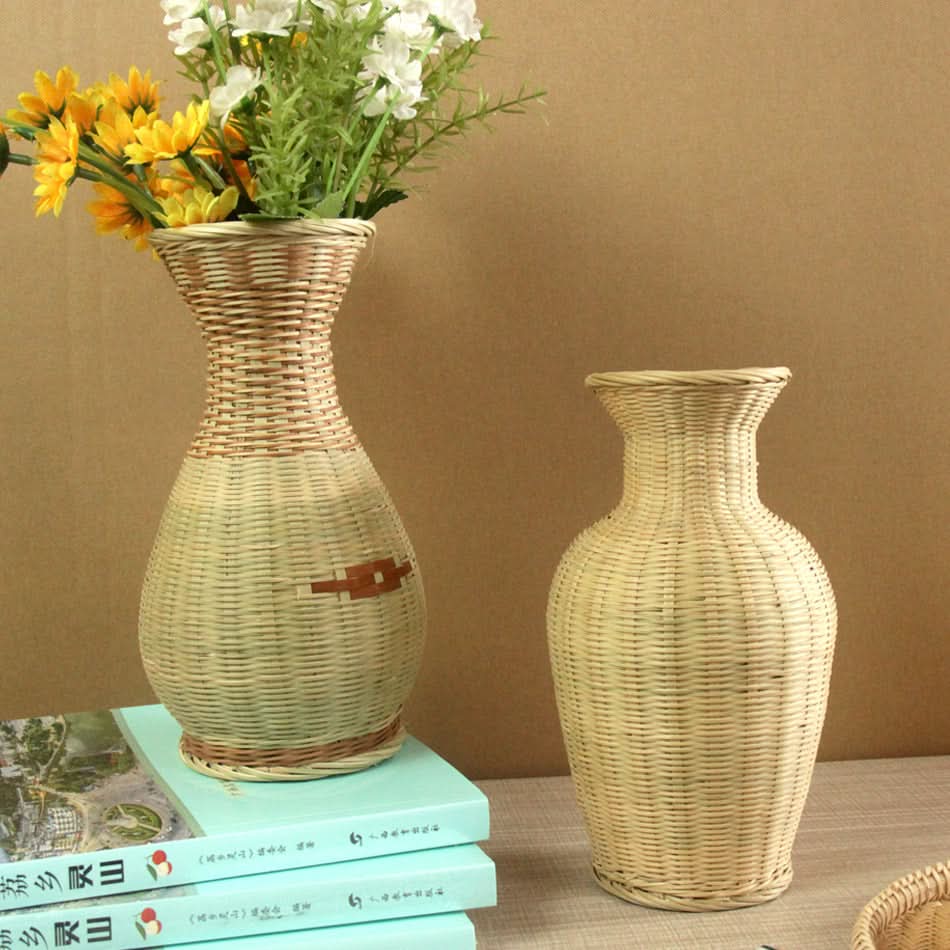 Hausgemachte Bambusvase, schlichtes Ornament