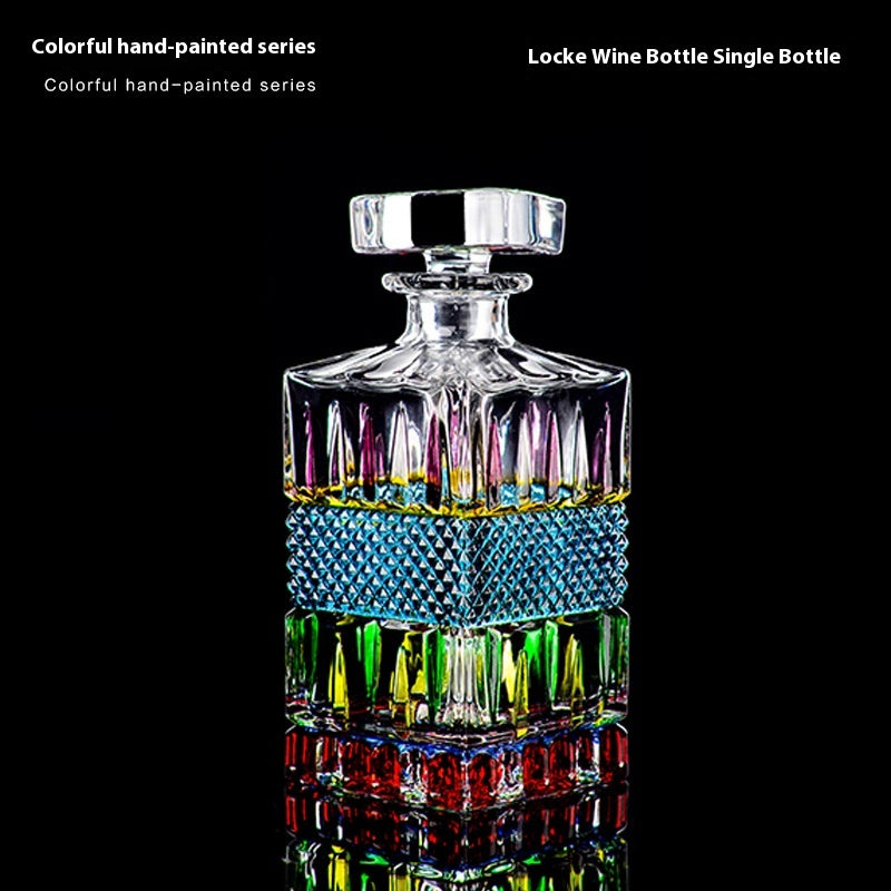 Painted Glass Wine Decanter on table