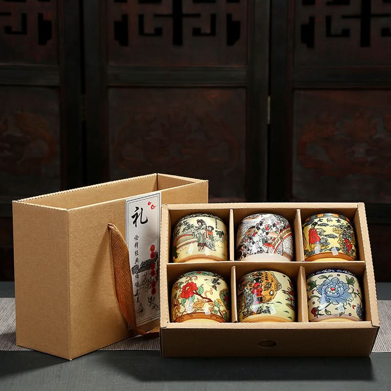 Japanese-Style Porcelain Cup Gift Box Set